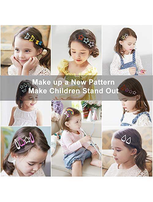 ECADY Hair Clips Colorful Hair Barrette Metal Cute Snap Hair Clips for Girls, Toddlers, Kids - 2 inch, 100pcs