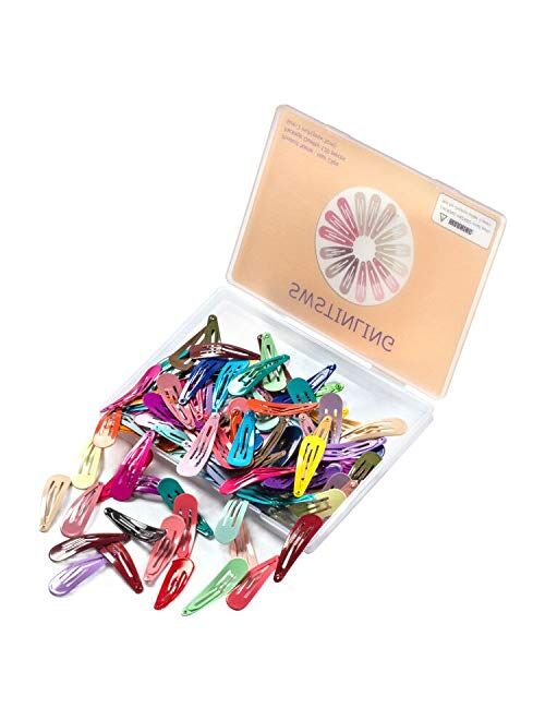 SWSTINLING 120Pcs Snap Hair Clips, 2 Inch Metal Barrettes in 40 Assorted Color, No Slip Cute Solid Candy Color Hair Accessories for Girls, Women, Kids Teens or Toddlers