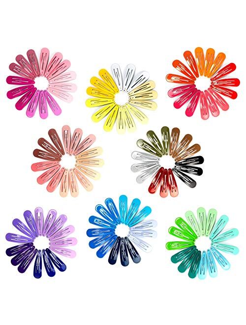 SWSTINLING 120Pcs Snap Hair Clips, 2 Inch Metal Barrettes in 40 Assorted Color, No Slip Cute Solid Candy Color Hair Accessories for Girls, Women, Kids Teens or Toddlers