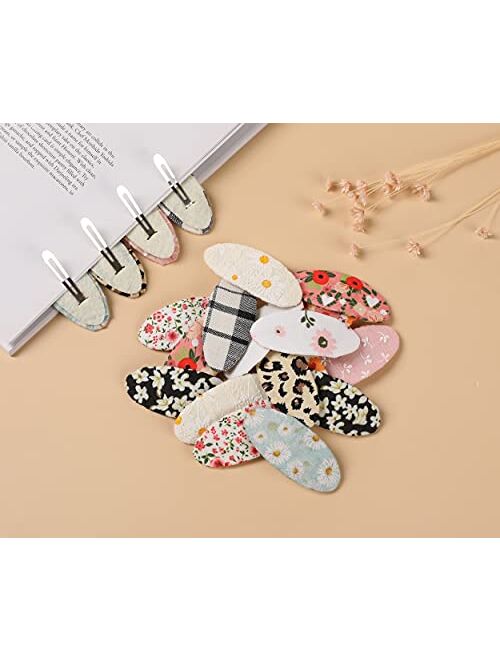 Littlefofo Hair Clips for Girls Women,Hair Barrettes Snap Hair Clips Fabric Covered,Hair Accessories for Baby Toddlers Girl Kids Teens