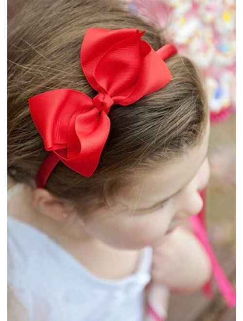 DeD 16 Pack Hair Bows Plastic Hair Headband Grosgrain Ribbon Headbands Hair Hoops Hair Accessories for Baby Girls Kid