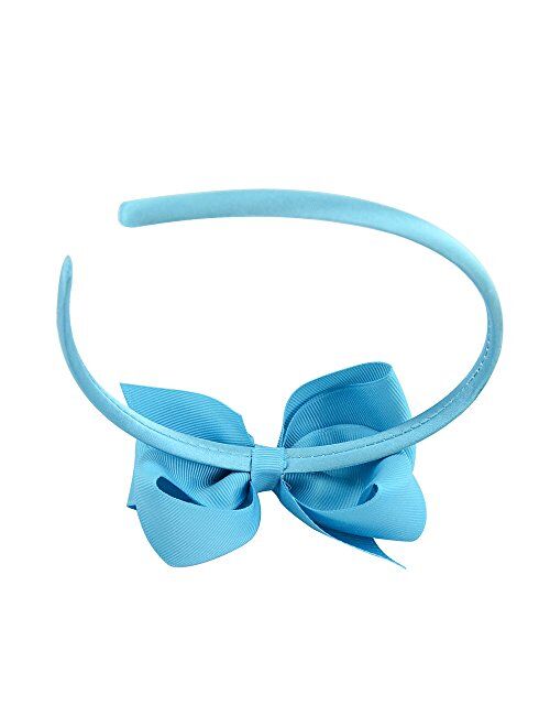 DeD 16 Pack Hair Bows Plastic Hair Headband Grosgrain Ribbon Headbands Hair Hoops Hair Accessories for Baby Girls Kid