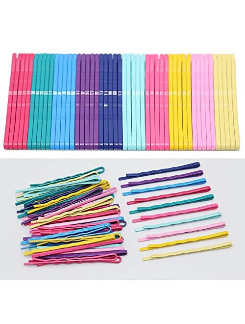 JCHDWSGUO Colored Hair Bobby Pins, 150 Count Hair Clips, Premium Hair Pins for Kids, Girls and Women, Great for All Hair Types, 2.16 Inches (Multi-color)