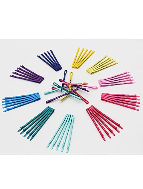 JCHDWSGUO Colored Hair Bobby Pins, 150 Count Hair Clips, Premium Hair Pins for Kids, Girls and Women, Great for All Hair Types, 2.16 Inches (Multi-color)