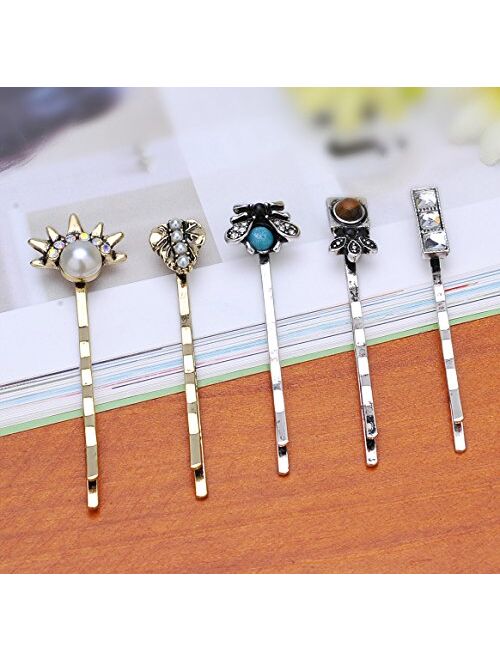 TEEMI 2 pcs Rhinestones Bobby Pins for Young girls Hair Clips Set