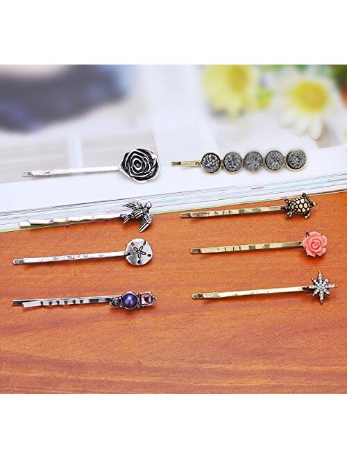 TEEMI 2 pcs Rhinestones Bobby Pins for Young girls Hair Clips Set