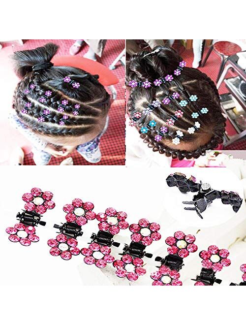 DeD 80pcs Flower Rhinestone Hair Clip Glitter Hair Bangs Clips Hair Accessories for Baby Girl Kids Toddlers