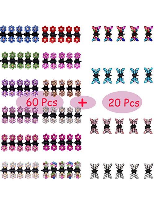 DeD 80pcs Flower Rhinestone Hair Clip Glitter Hair Bangs Clips Hair Accessories for Baby Girl Kids Toddlers