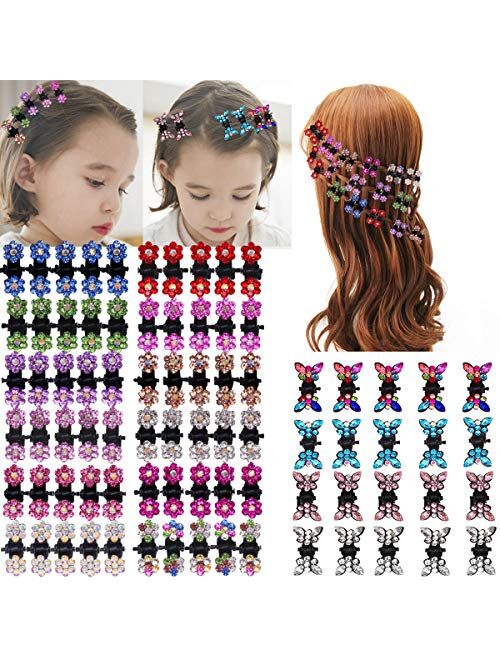 DeD 80pcs Flower Rhinestone Hair Clip Glitter Hair Bangs Clips Hair Accessories for Baby Girl Kids Toddlers