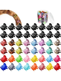 WILLBOND 100 Pieces Mini Hair Claw Clip Plastic Small Colorful Hair Clamps Clips Tiny No-slip Jaw Hair Clip with Box Container for Women Girls Styling Hair Accessories