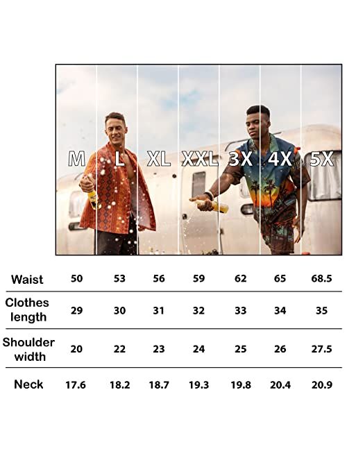 SIX ISLANDS Mens Short Sleeve Hawaiian Beach Shirt for Big and Tall, Button-Down Mens Floral Shirt, Cuban Shirt for Men