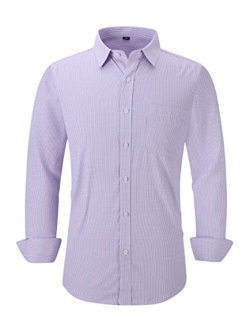 corfty Long Sleeve Dress Shirts for Men - Regular-Fit Casual Button-Down Shirt with Pockets