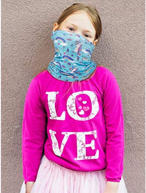 Syhood 9 Pieces Kids Neck Gaiters UV Protection Face Coverings Balaclava Tube Scarf for Boys Girls