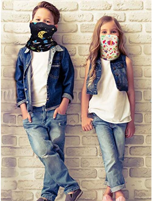 Syhood 9 Pieces Kids Neck Gaiters UV Protection Face Coverings Balaclava Tube Scarf for Boys Girls