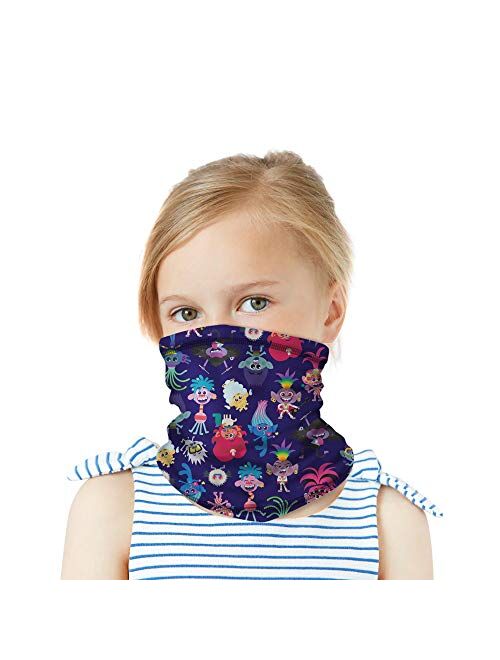 DreamWorks Little Trolls Girls Mouth Cover Scarf Bandana, Neck Gaiter for Age 4-10, Blue