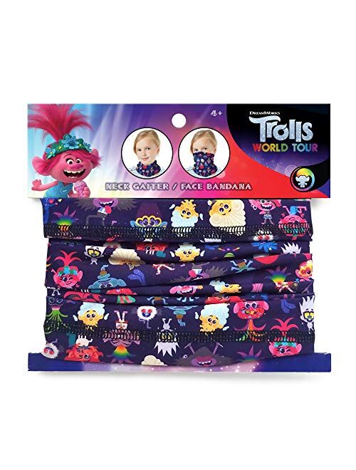 DreamWorks Little Trolls Girls Mouth Cover Scarf Bandana, Neck Gaiter for Age 4-10, Blue