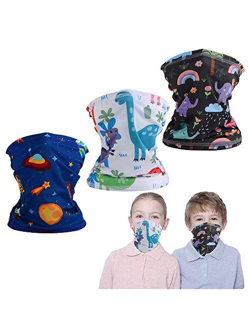 FCNEHLM 3 Pcs Cooling Kids Neck Gaiters, Summer Face Cover for Kids, Face Scarf Bandana for Boys Girls Outdoor