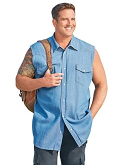 KingSize Men's Big & Tall Western Snap Front Muscle Shirt