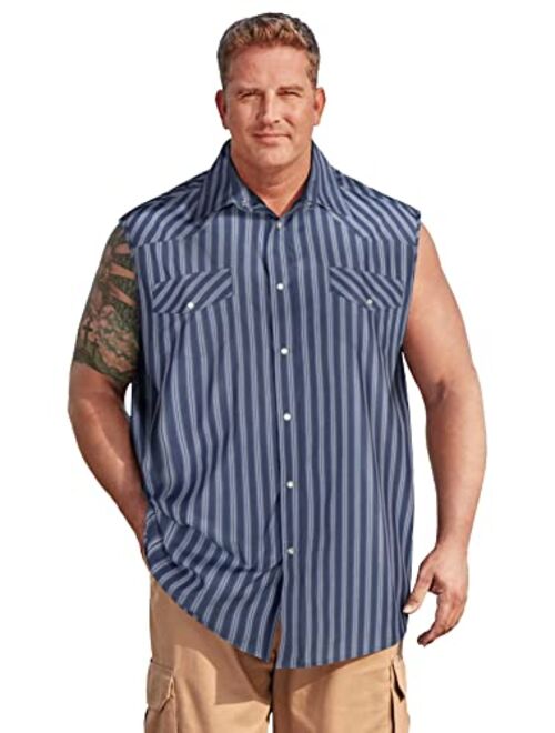 KingSize Men's Big & Tall Western Snap Front Muscle Shirt