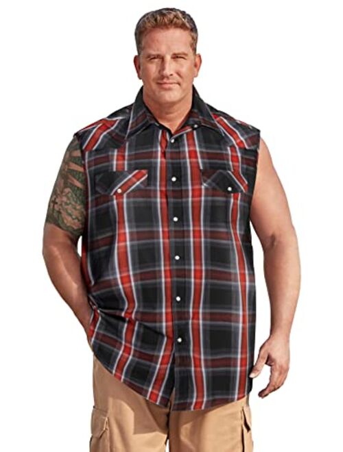 KingSize Men's Big & Tall Western Snap Front Muscle Shirt