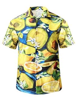 Rpovig PROVIG Men's Hawaiian Shirts Button Down Floral Shirt for Beach