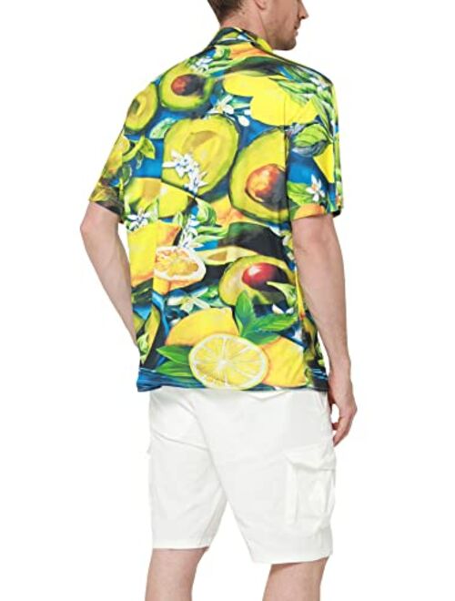 Rpovig PROVIG Men's Hawaiian Shirts Button Down Floral Shirt for Beach