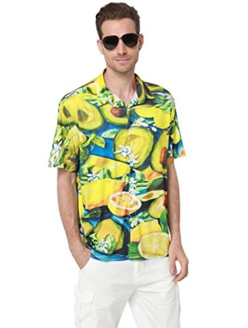 Rpovig PROVIG Men's Hawaiian Shirts Button Down Floral Shirt for Beach