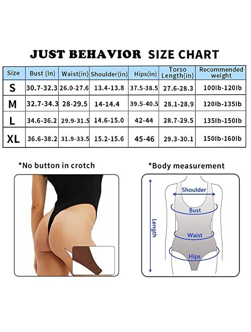 JUST BEHAVIOR Thong Bodysuit for Women High Cut Short Sleeve Sleeveless Racer Back Tank Top Body Suits