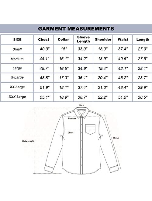 CALCHELE Men's Long Sleeve Dress Shirt Fit Casual Business Formal Solid Slim Button Up Shirts with Pocket