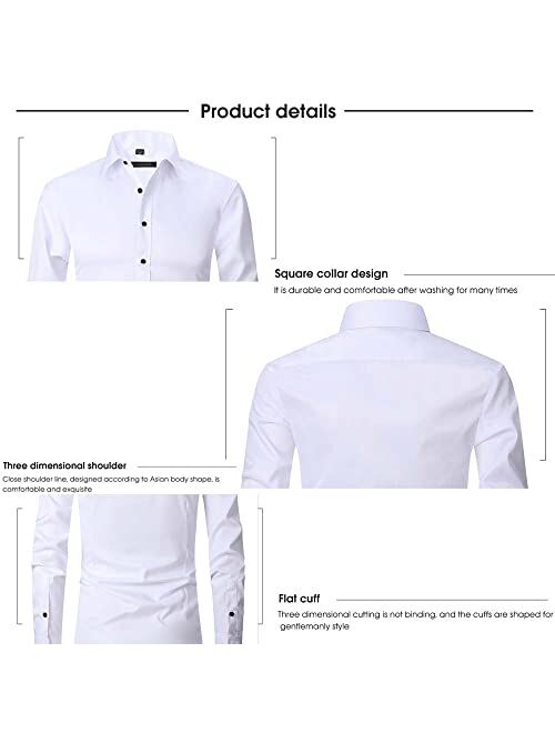 Esissenils Stretch Anti-Wrinkle Shirt Men's Long Sleeve Stretch Button Up Shirt Slim Fit Casual Business Formal Dress Shirt (Large, Black)