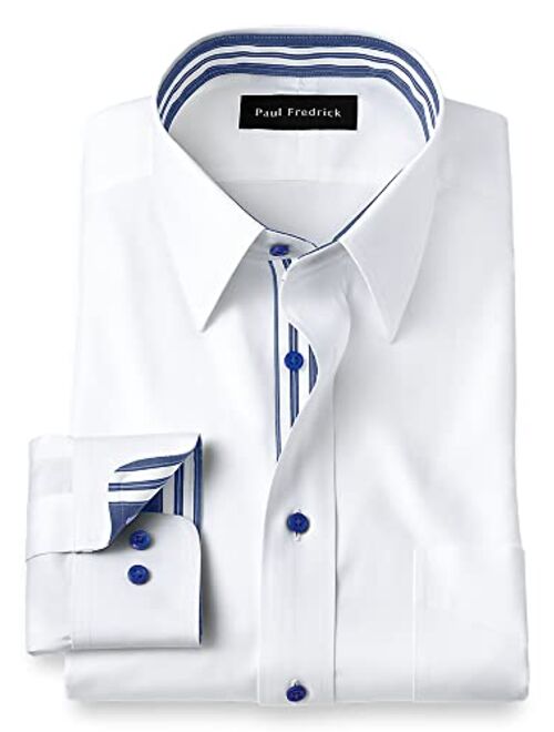 Paul Fredrick Men's Classic Fit Non-Iron Cotton Solid Dress Shirt