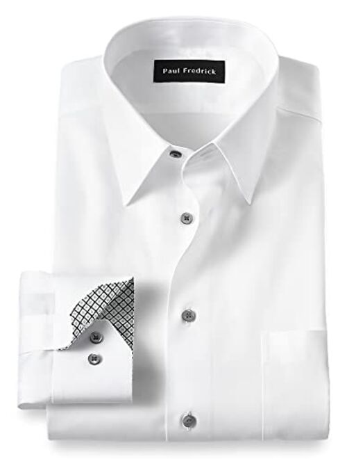 Paul Fredrick Men's Classic Fit Non-Iron Cotton Solid Dress Shirt