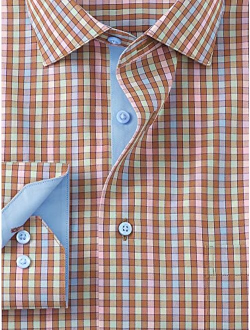 Paul Fredrick Men's Tailored Fit Non-Iron Cotton Gingham Check Dress Shirt