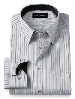 Paul Fredrick Men's Tailored Fit Non-Iron Cotton Stripe Dress Shirt