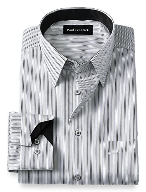 Paul Fredrick Men's Tailored Fit Non-Iron Cotton Stripe Dress Shirt