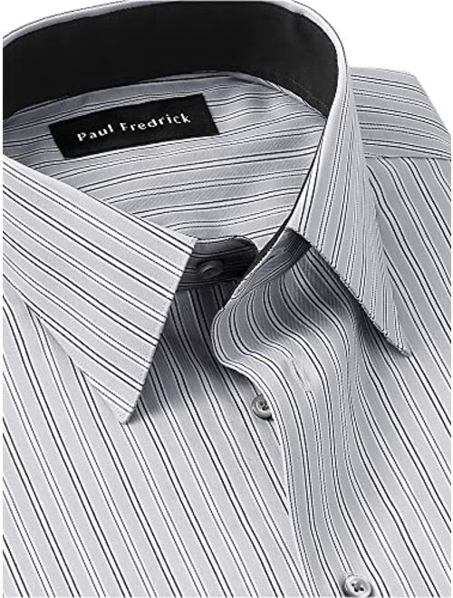 Paul Fredrick Men's Tailored Fit Non-Iron Cotton Stripe Dress Shirt