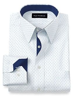 Paul Fredrick Men's Classic Fit Non-Iron Cotton Stripe Dress Shirt