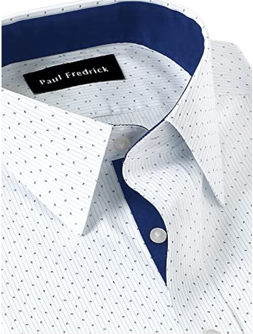 Paul Fredrick Men's Classic Fit Non-Iron Cotton Stripe Dress Shirt