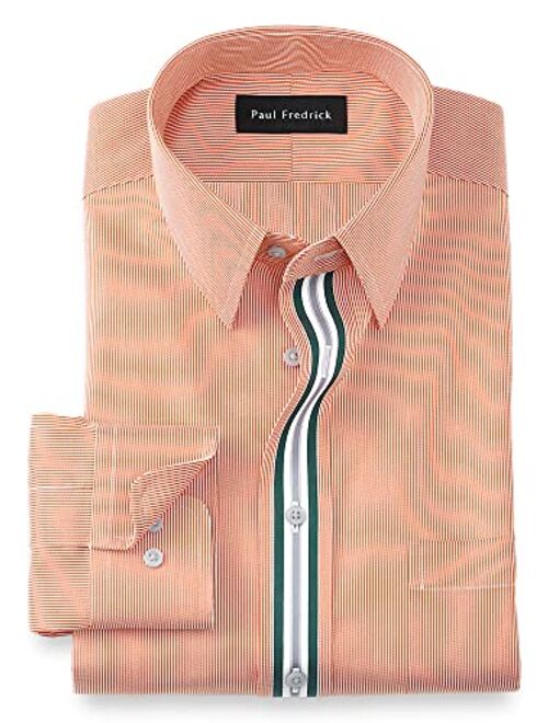 Paul Fredrick Men's Classic Fit Non-Iron Cotton Stripe Dress Shirt