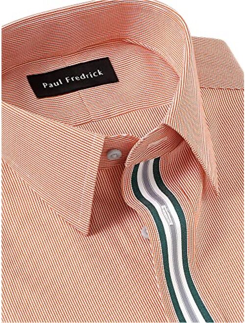 Paul Fredrick Men's Classic Fit Non-Iron Cotton Stripe Dress Shirt