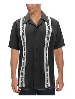 Maximos Cuban Guayabera Men's Dress Shirt Beach Wedding Short Sleeve Button-up Casual