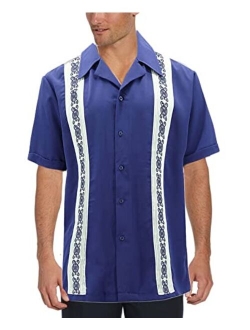 Maximos Cuban Guayabera Men's Dress Shirt Beach Wedding Short Sleeve Button-up Casual