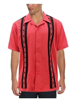 Maximos Cuban Guayabera Men's Dress Shirt Beach Wedding Short Sleeve Button-up Casual