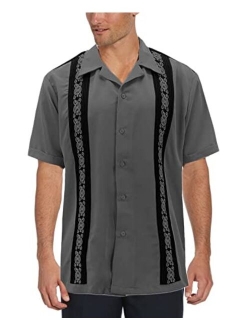 Maximos Cuban Guayabera Men's Dress Shirt Beach Wedding Short Sleeve Button-up Casual