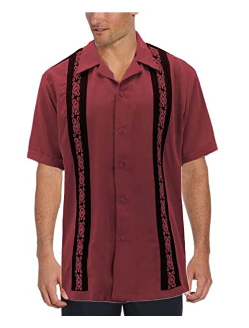 Maximos Cuban Guayabera Men's Dress Shirt Beach Wedding Short Sleeve Button-up Casual