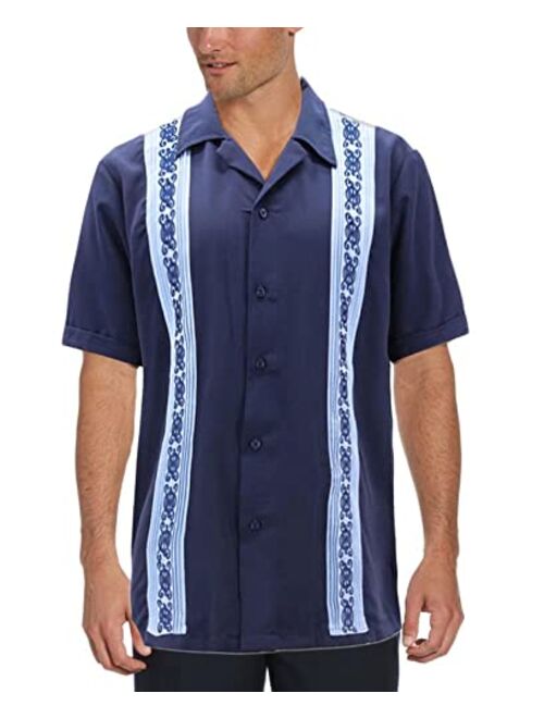 Maximos Cuban Guayabera Men's Dress Shirt Beach Wedding Short Sleeve Button-up Casual