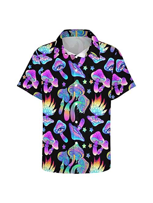 HUGLAZY Turtles Hawaiian Shirts for Men, Chelonioidea Button Down Shirts Starfish Shell Short Sleeve Beach Summer Shirt