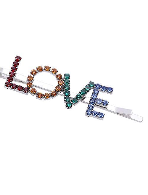 Minkissy 3Pcs Colorful Capitalized English Letter Hairpins Rhinestone Words Hair Pins Glitter Hair Ornaments for Girls