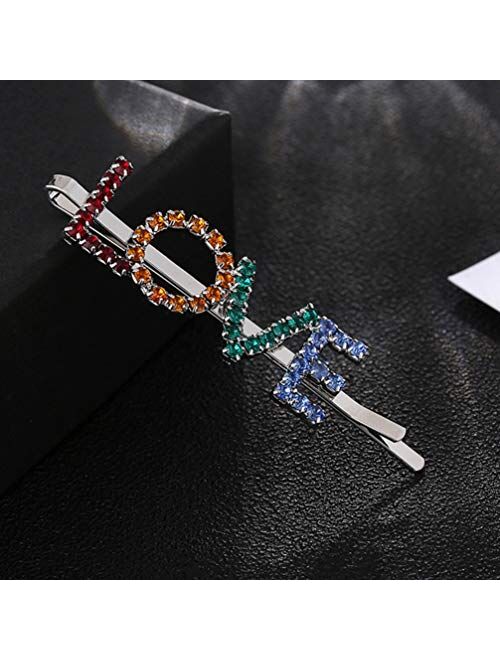 Minkissy 3Pcs Colorful Capitalized English Letter Hairpins Rhinestone Words Hair Pins Glitter Hair Ornaments for Girls