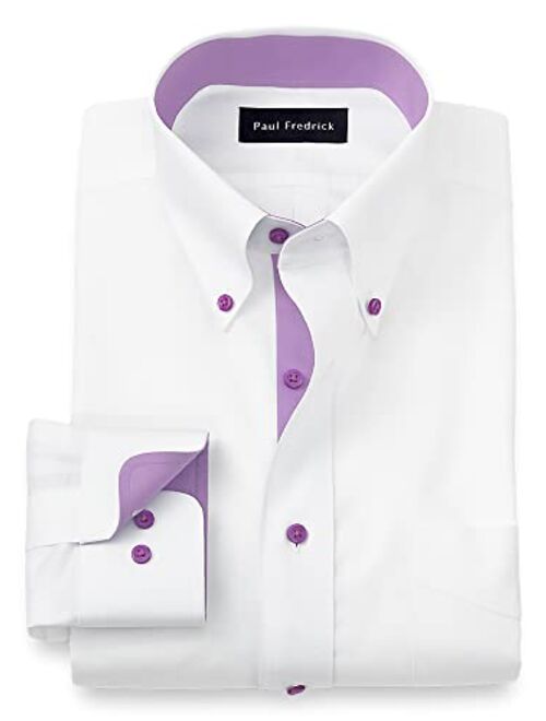 Paul Fredrick Men's Classic Fit Non-Iron Cotton Solid Dress Shirt